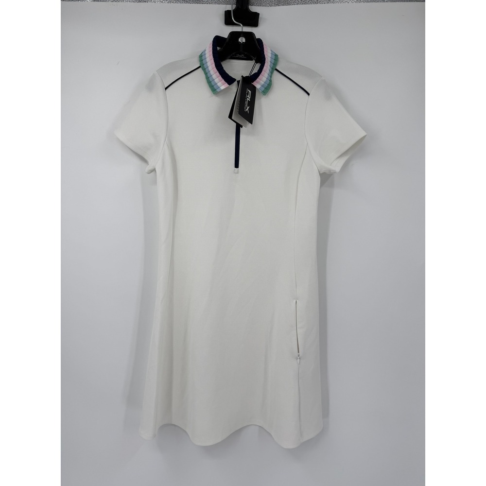 RLX Ralph Lauren Concept 2 Golf Dress White Striped Collar Quarter Zip Small NWT